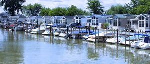 Boats docked at RV park